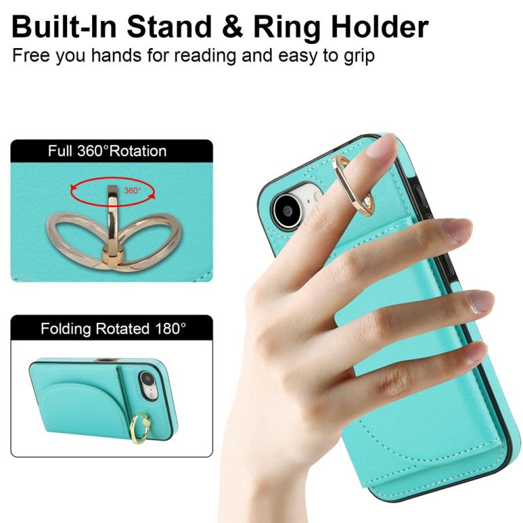 YM006 Custodia per cellulare con porta carte e porta carte, For iPhone 16e, For iPhone 16 Pro Max, For iPhone 16 Pro, For iPhone 16 Plus