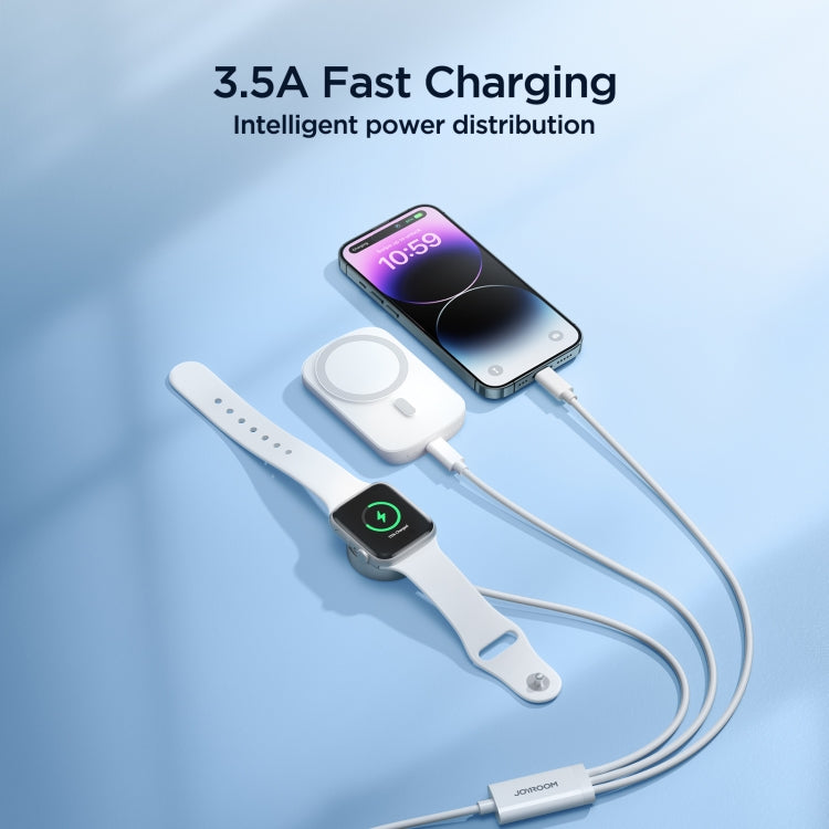 JOYROOM S-IW008 Cavo dati di ricarica wireless da USB 3 in 1 a 8 pin + USB-C/Type-C + orologio magnetico, lunghezza: 1,2 m, S-IW008