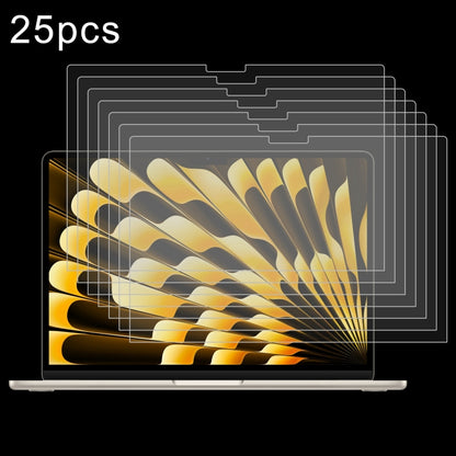 Pellicola in vetro temperato antideflagrante con durezza superficiale 9H da 25 pezzi 0,26 mm, For Macbook Air 13.6 2023/2024/2025, For Macbook Air 15.3 2023/2024/2025