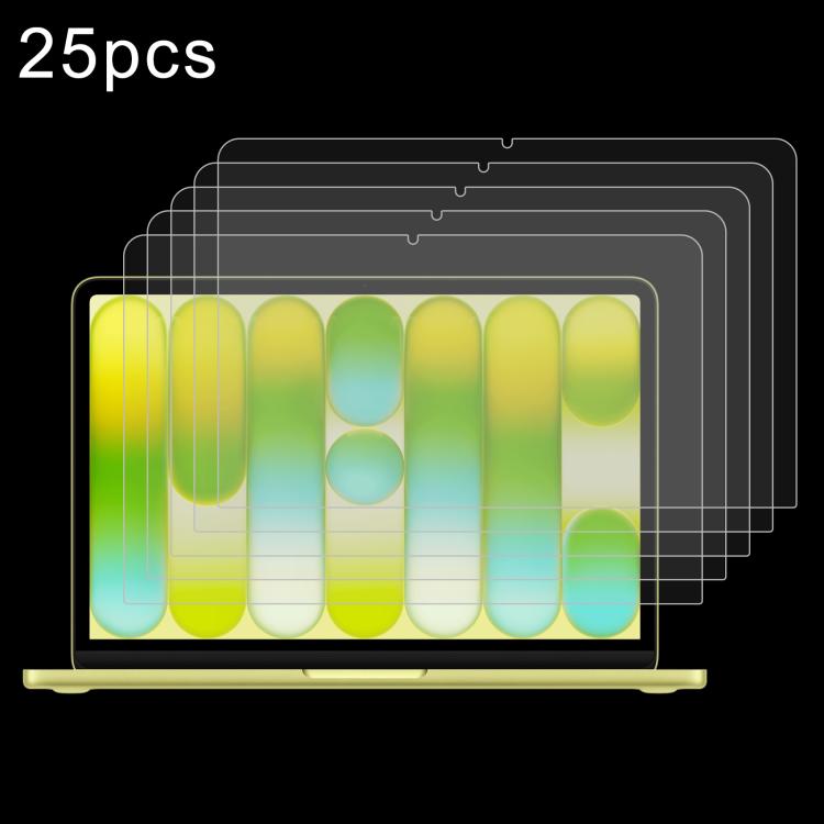 Pellicola in vetro temperato antideflagrante con durezza superficiale 9H da 25 pezzi 0,26 mm, For Macbook Air 15.3 2023/2024/2025/M5 2026, For MacBook Neo 13 inch 2026 A18 Pro A3404, For Macbook Air 13.6 2023/2024/2025
