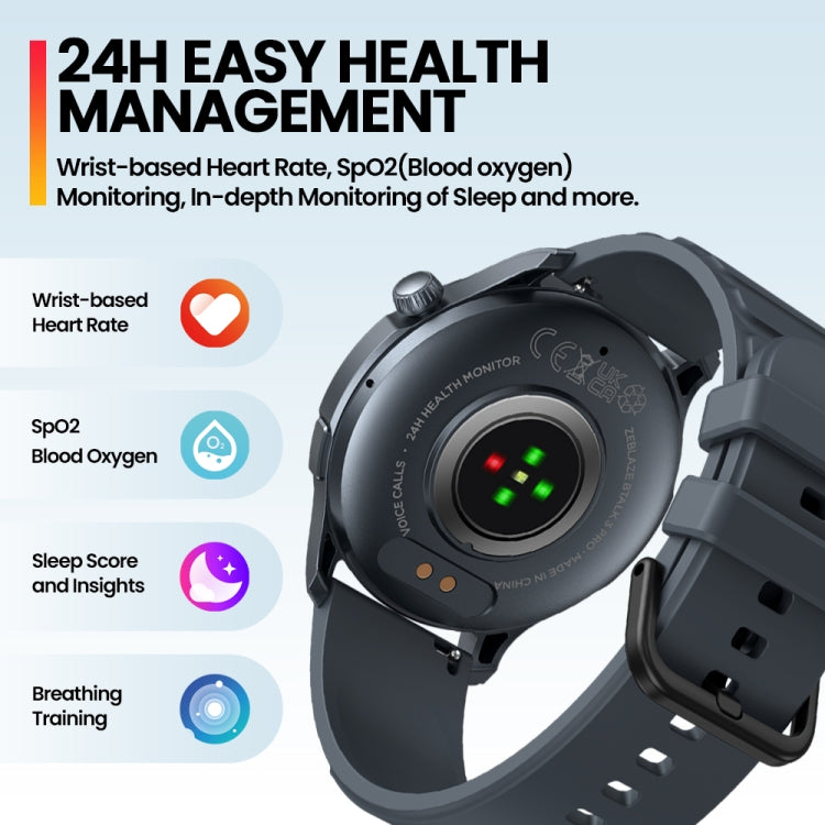 Zeblaze Btalk 3 Pro 1,43 pollici BT5.2 Smart Watch fitness e benessere, supporto chiamata Bluetooth / sonno / ossigeno nel sangue / frequenza cardiaca / monitoraggio della pressione sanguigna