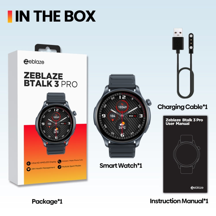 Zeblaze Btalk 3 Pro 1,43 pollici BT5.2 Smart Watch fitness e benessere, supporto chiamata Bluetooth / sonno / ossigeno nel sangue / frequenza cardiaca / monitoraggio della pressione sanguigna
