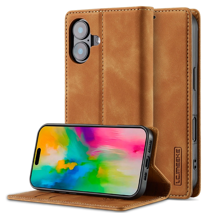LC.IMEEKE Custodia per telefono in pelle magnetica resistente con supporto, slot per carte e portafoglio, For iPhone Air, For iPhone 16 Pro Max, For iPhone 16 Pro, For iPhone 16 Plus