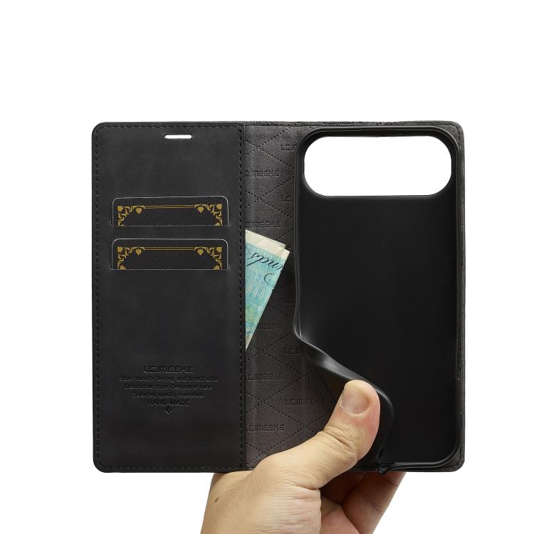 LC.IMEEKE Custodia per telefono in pelle magnetica resistente con supporto, slot per carte e portafoglio, For iPhone Air, For iPhone 16 Pro Max, For iPhone 16 Pro, For iPhone 16 Plus