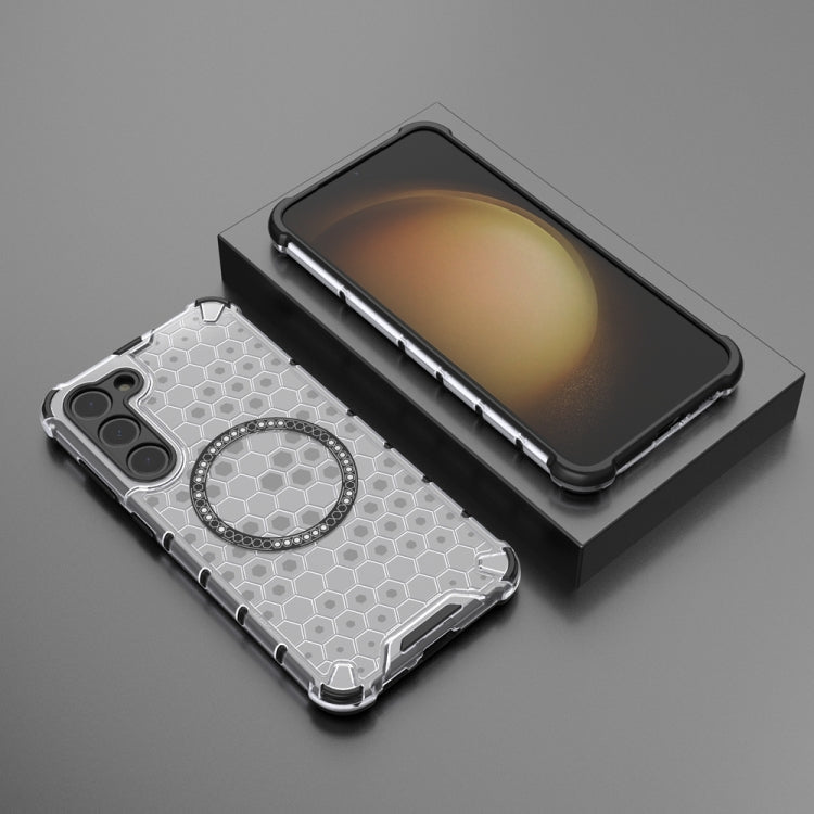 Custodia per telefono antiurto con anello magnetico a nido d'ape, For Samsung Galaxy S23+ 5G, For Samsung Galaxy S23 5G