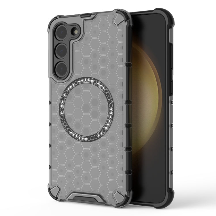 Custodia per telefono antiurto con anello magnetico a nido d'ape, For Samsung Galaxy S23 Ultra 5G, For Samsung Galaxy S23+ 5G, For Samsung Galaxy S23 5G