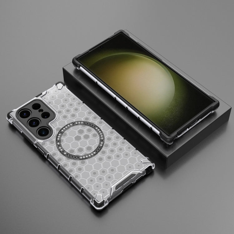 Custodia per telefono antiurto con anello magnetico a nido d'ape, For Samsung Galaxy S23 Ultra 5G, For Samsung Galaxy S23+ 5G, For Samsung Galaxy S23 5G