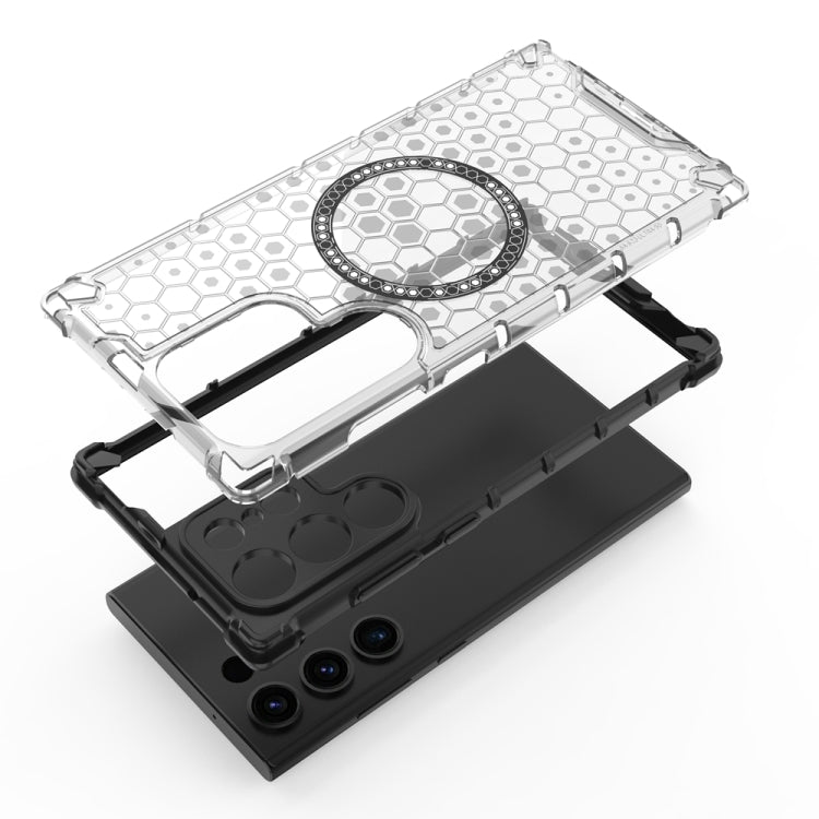 Custodia per telefono antiurto con anello magnetico a nido d'ape, For Samsung Galaxy S23 Ultra 5G, For Samsung Galaxy S23+ 5G, For Samsung Galaxy S23 5G
