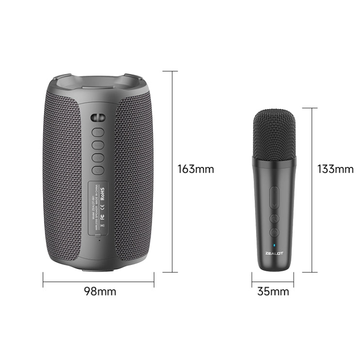Altoparlante wireless per karaoke con luce ritmica RGB Zealot S61M, Single Mic, Dual Mic