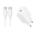 Kit caricabatterie con porta Type-C JOYROOM JR-TCF20 PD20W con cavo Type-C a Type-C, EU Plug + Type-C to Type-C Cable, UK Plug + Type-C to Type-C Cable