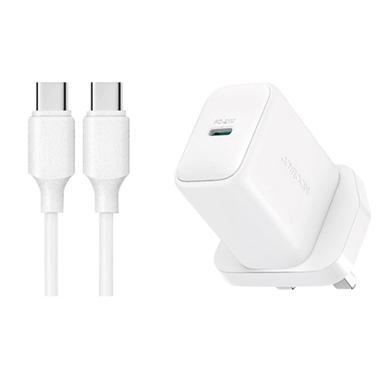 Kit caricabatterie con porta Type-C JOYROOM JR-TCF20 PD20W con cavo Type-C a Type-C, EU Plug + Type-C to Type-C Cable, UK Plug + Type-C to Type-C Cable