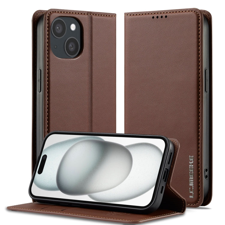 Custodia per telefono in PU con texture fine e satinata serie L1 LC.IMEEKE, For iPhone 16, For iPhone 15, For iPhone 14 / 13, For iPhone 14 Pro