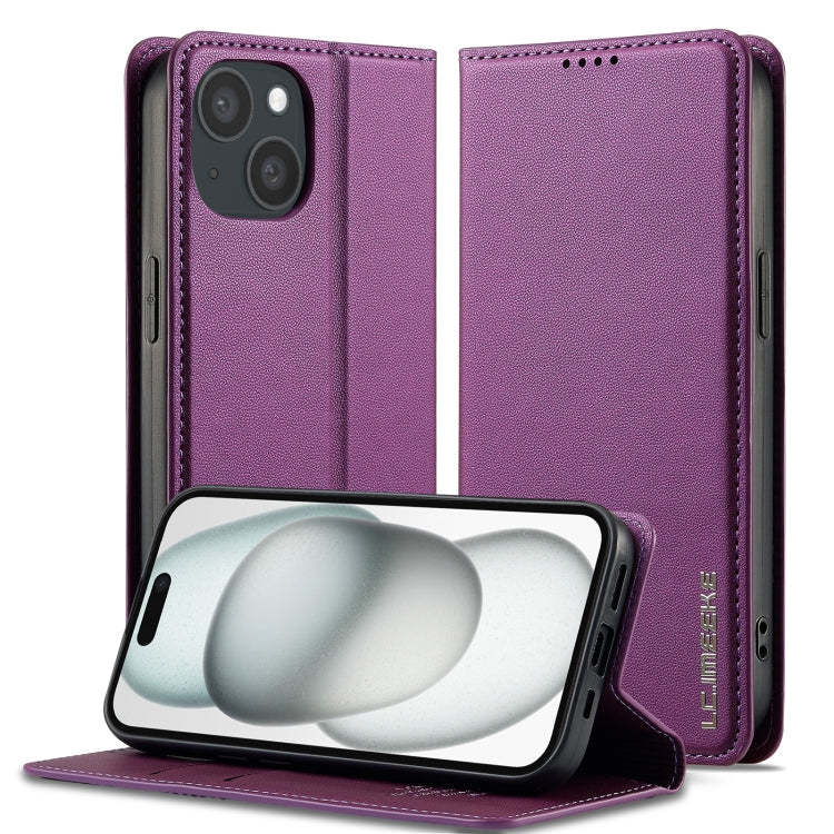 Custodia per telefono in PU con texture fine e satinata serie L1 LC.IMEEKE, For iPhone 16, For iPhone 15, For iPhone 14 / 13, For iPhone 14 Pro