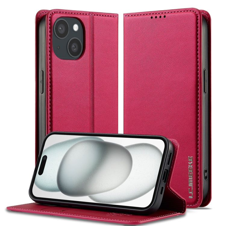 Custodia per telefono in PU con texture fine e satinata serie L1 LC.IMEEKE, For iPhone 16, For iPhone 15, For iPhone 14 / 13, For iPhone 14 Pro