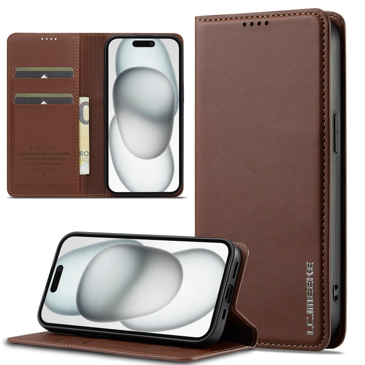 Custodia per telefono in PU con texture fine e satinata serie L1 LC.IMEEKE, For iPhone 16, For iPhone 15, For iPhone 14 / 13, For iPhone 14 Pro