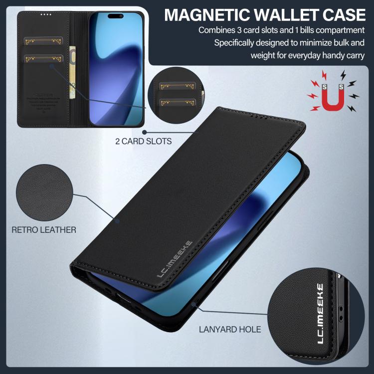Custodia per telefono in PU con texture fine e satinata serie L1 LC.IMEEKE, For iPhone Air, For iPhone 16 Pro Max, For iPhone 16 Pro, For iPhone 16 Plus