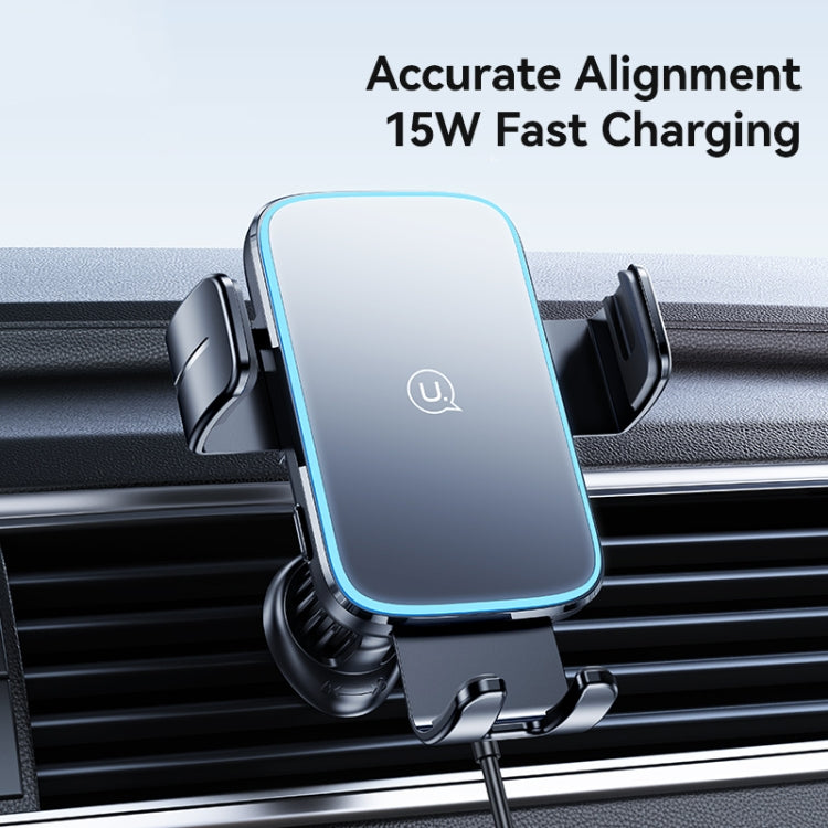 USAMS CD230 15W Accurate Aligment Supporto per telefono da auto con ricarica wireless e ventosa, CD230
