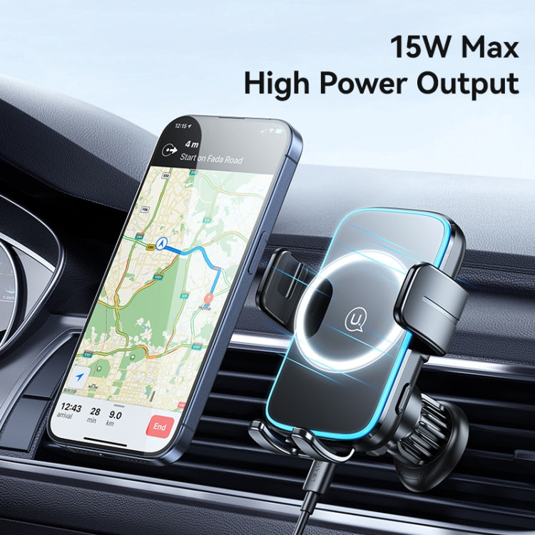 USAMS CD230 15W Accurate Aligment Supporto per telefono da auto con ricarica wireless e ventosa, CD230