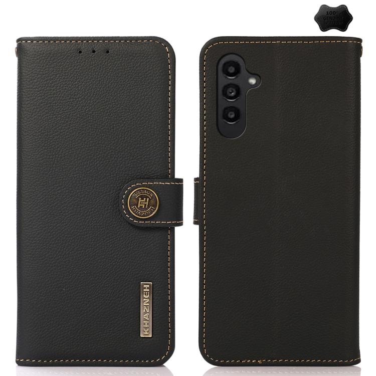 Custodia per telefono RFID in vera pelle KHAZNEH Custer, For Samsung Galaxy A07 5G, For Samsung Galaxy A17 5G, For Samsung Galaxy A56 5G, For Samsung Galaxy A26 5G, For Samsung Galaxy A36, For Samsung Galaxy A16 5G, For Samsung Galaxy A06 4G