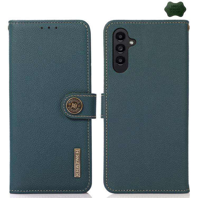 Custodia per telefono RFID in vera pelle KHAZNEH Custer, For Samsung Galaxy A07 5G, For Samsung Galaxy A17 5G, For Samsung Galaxy A56 5G, For Samsung Galaxy A26 5G, For Samsung Galaxy A36, For Samsung Galaxy A16 5G, For Samsung Galaxy A06 4G