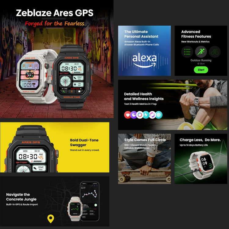 Zeblaze Ares GPS Orologio intelligente GPS robusto, supporta la frequenza cardiaca / Pulse Ox Blood Oxygen