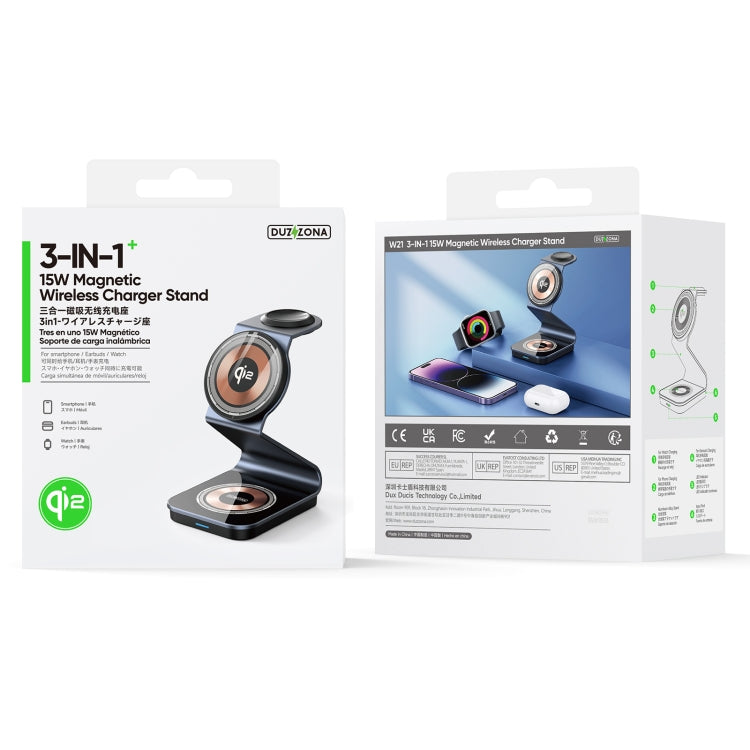 DUZZONA W21 Qi2 15W 3 in 1 Supporto Caricabatterie Magnetico Wireless, W21