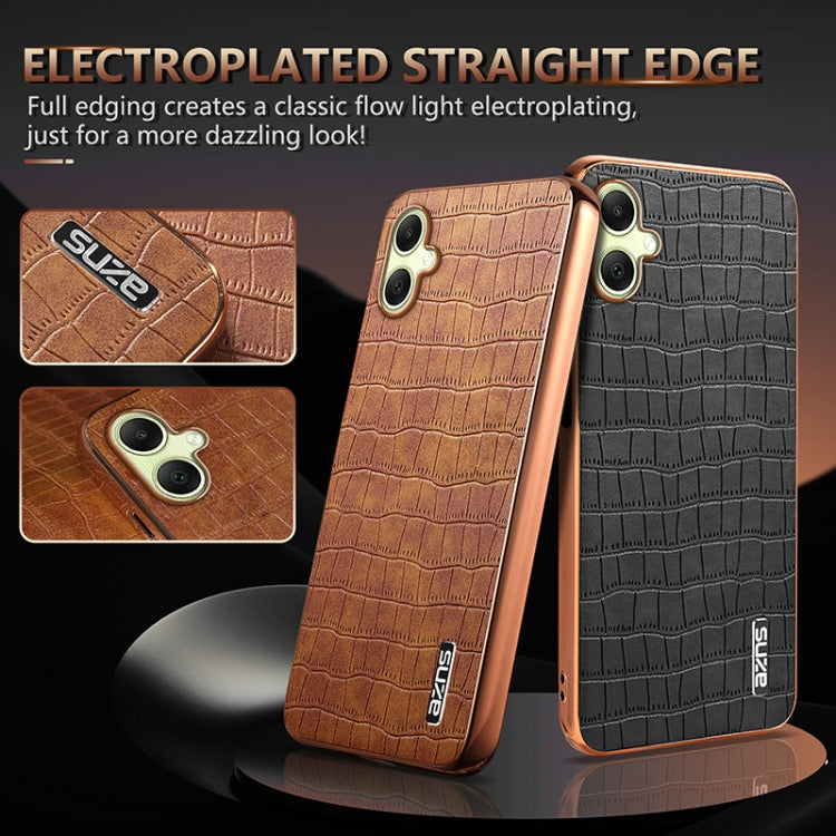 Custodia per telefono con copertura totale AZNS con struttura elettrolitica e texture coccodrillo, For Samsung Galaxy A06 4G