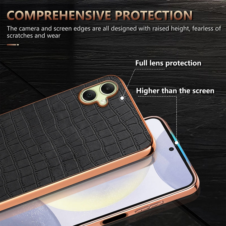 Custodia per telefono con copertura totale AZNS con struttura elettrolitica e texture coccodrillo, For Samsung Galaxy A06 4G
