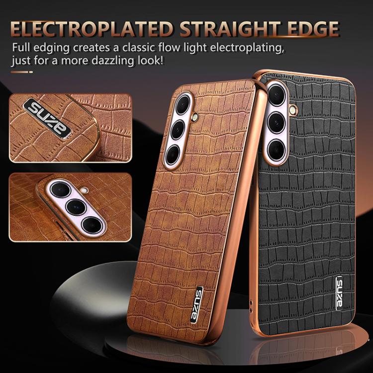 Custodia per telefono con copertura totale AZNS con struttura elettrolitica e texture coccodrillo, For Samsung Galaxy A56 5G, For Samsung Galaxy A26 5G, For Samsung Galaxy A36, For Samsung Galaxy A16 5G