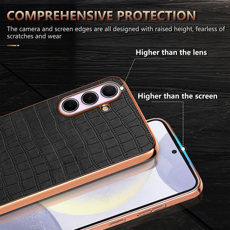 Custodia per telefono con copertura totale AZNS con struttura elettrolitica e texture coccodrillo, For Samsung Galaxy A56 5G, For Samsung Galaxy A26 5G, For Samsung Galaxy A36, For Samsung Galaxy A16 5G