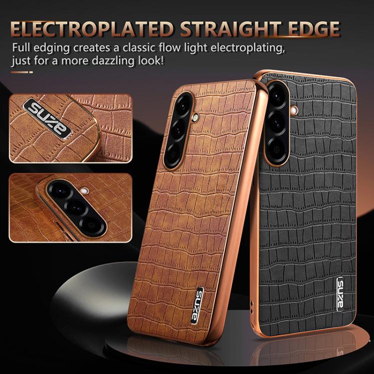 Custodia per telefono con copertura totale AZNS con struttura elettrolitica e texture coccodrillo, For Samsung Galaxy A57 5G, For Samsung Galaxy A37 5G, For Samsung Galaxy A17 4G / 5G, For Samsung Galaxy A07 4G