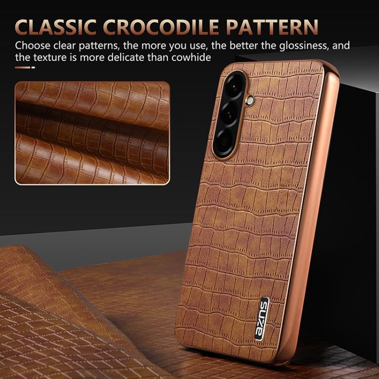 Custodia per telefono con copertura totale AZNS con struttura elettrolitica e texture coccodrillo, For Samsung Galaxy A57 5G, For Samsung Galaxy A37 5G, For Samsung Galaxy A17 4G / 5G, For Samsung Galaxy A07 4G