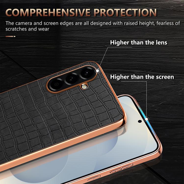 Custodia per telefono con copertura totale AZNS con struttura elettrolitica e texture coccodrillo, For Samsung Galaxy A57 5G, For Samsung Galaxy A37 5G, For Samsung Galaxy A17 4G / 5G, For Samsung Galaxy A07 4G