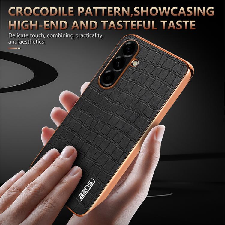 Custodia per telefono con copertura totale AZNS con struttura elettrolitica e texture coccodrillo, For Samsung Galaxy A57 5G, For Samsung Galaxy A37 5G, For Samsung Galaxy A17 4G / 5G, For Samsung Galaxy A07 4G