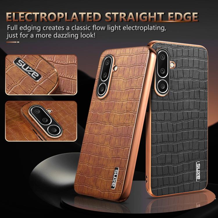 Custodia per telefono con copertura totale AZNS con struttura elettrolitica e texture coccodrillo, For Galaxy A27 5G, For Samsung Galaxy A56 5G, For Samsung Galaxy A26 5G, For Samsung Galaxy A36