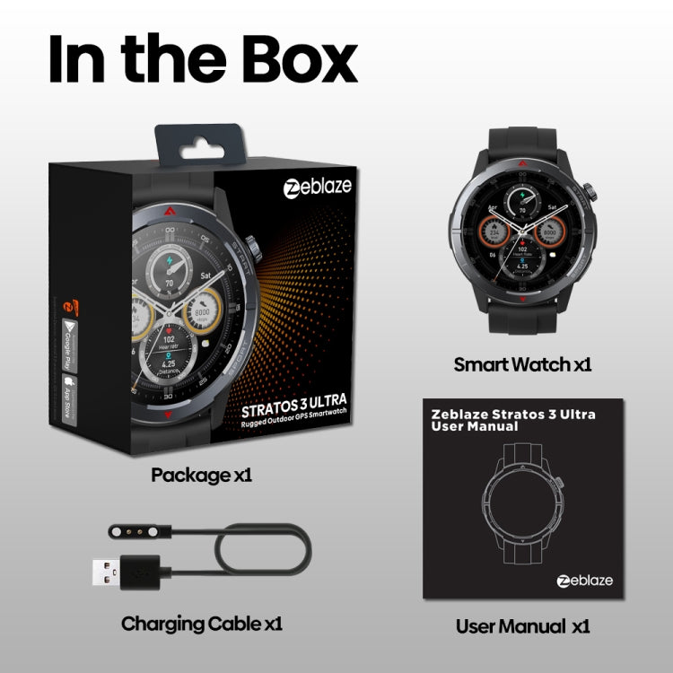 Zeblaze Stratos 3 Ultra 1.43 pollici Schermo Robusto Sportivo da Esterno GPS Smart Watch, Stratos 3 Ultra
