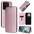 Custodia per telefono in pelle con texture in fibra di carbonio, For Xiaomi 14T
