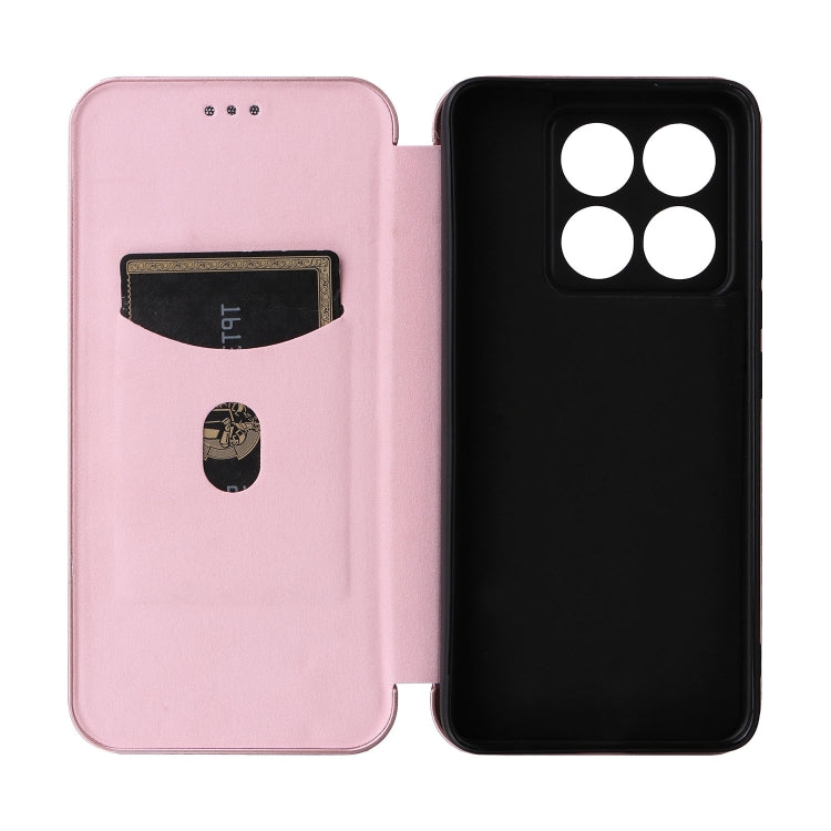 Custodia per telefono in pelle con texture in fibra di carbonio, For Xiaomi 14T