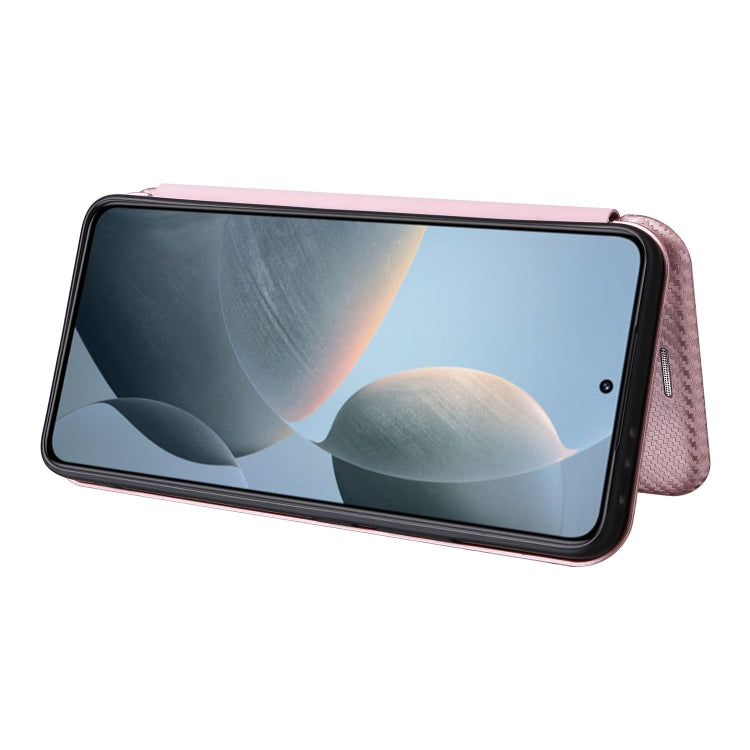 Custodia per telefono in pelle con texture in fibra di carbonio, For Xiaomi 14T