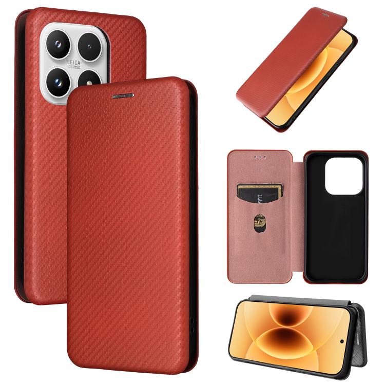 Custodia per telefono in pelle con texture in fibra di carbonio, For Xiaomi 17 Pro, For Xiaomi 17, For Xiaomi Poco F7 5G Global, For Xiaomi 15 Ultra