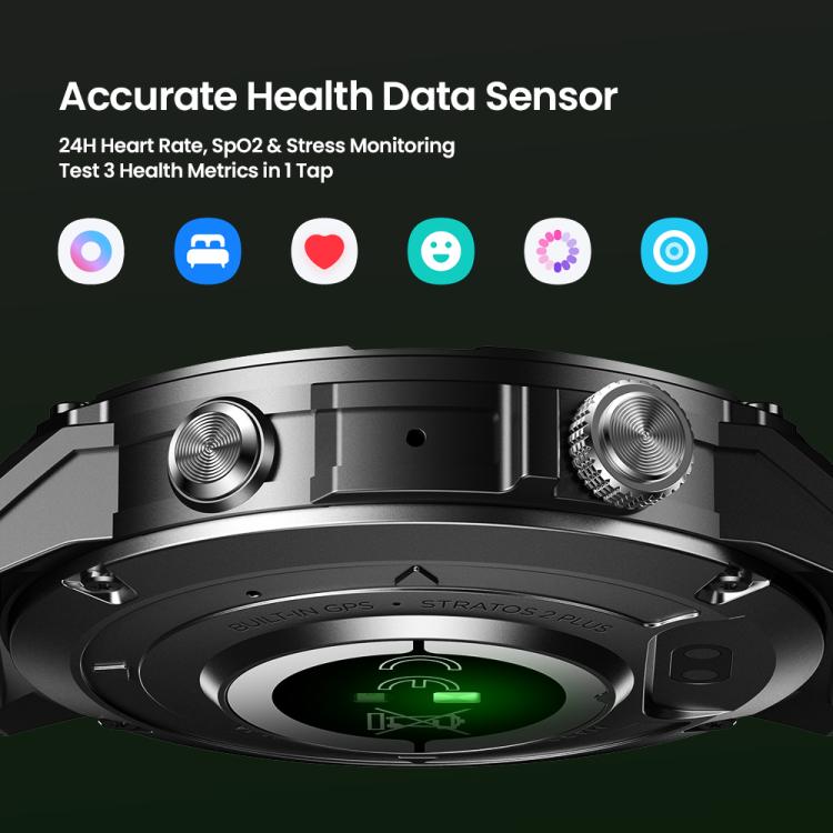 Zeblaze Stratos 2 Plus 1.43 pollici Schermo 3 ATM Salute e Fitness GPS Smart Watch, Stratos 2 Plus