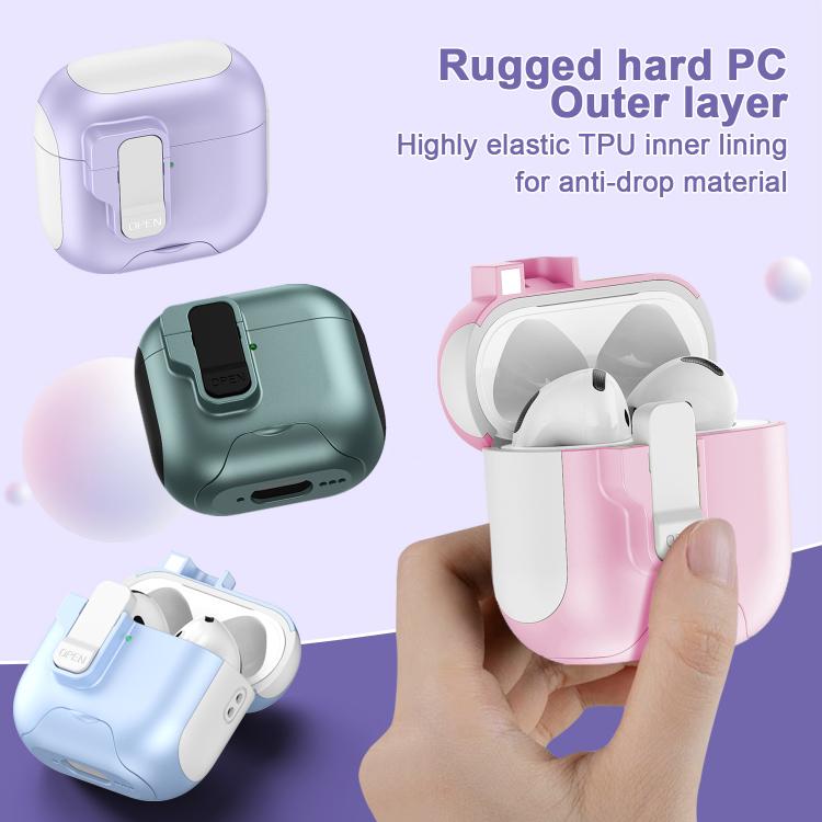 Automatic Pop-up Cover Holder Earphone Case with Switch Lock, For AirPods 2 / 1