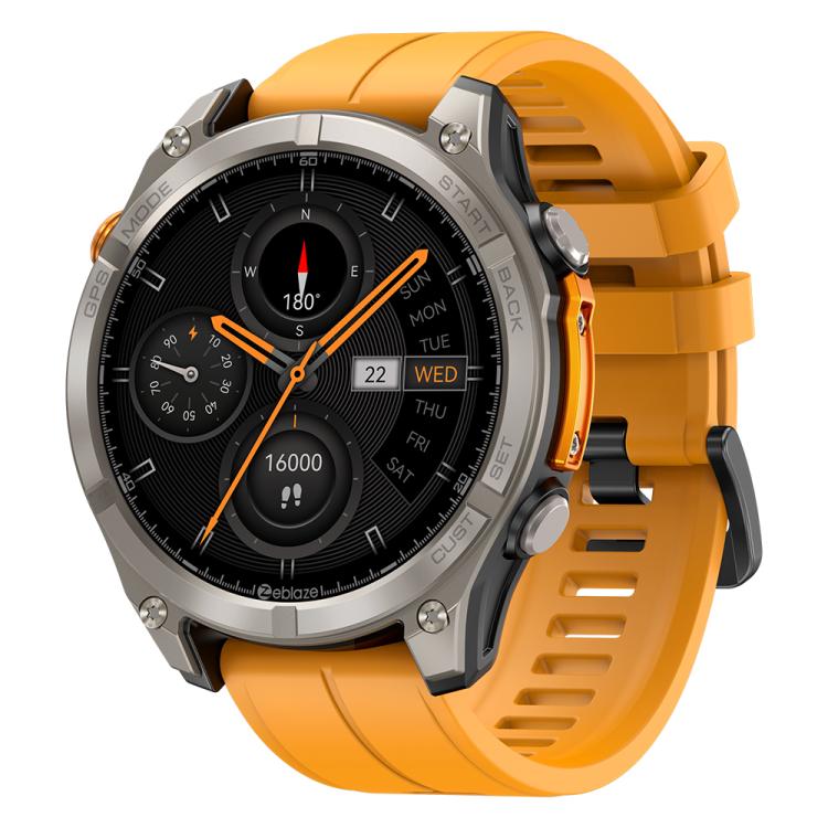 Zeblaze Stratos 4 Smartwatch GPS robusto per attività all'aperto con schermo da 1,43 pollici, resistenza fino a 5 ATM e certificazione IP69K.