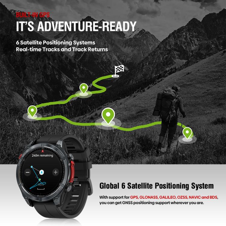 Zeblaze Stratos 4 Rugged Outdoor GPS Smart Watch 1.43 inch Screen 5 ATM & IP69K