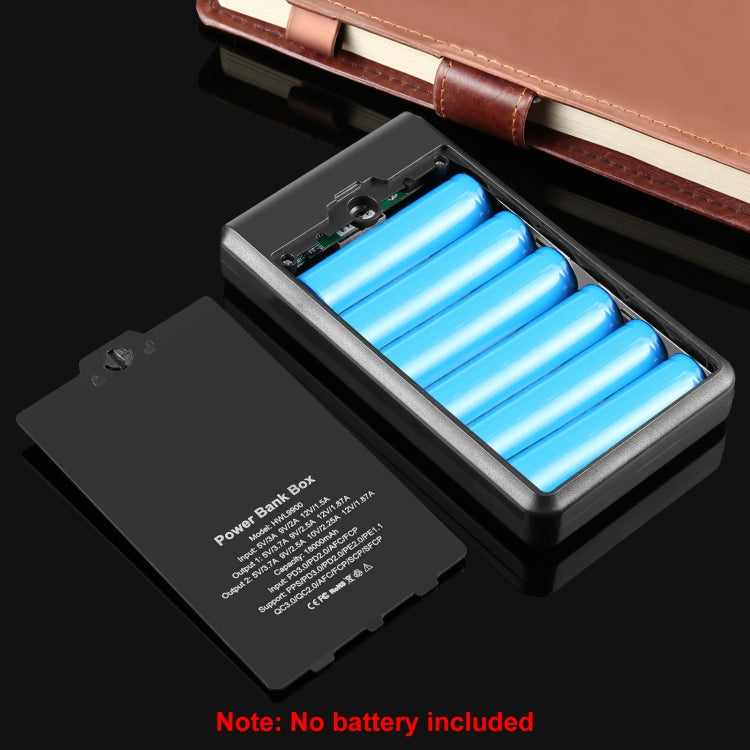 HAWEEL DIY 6 x 18650 Batteria 24W Custodia Power Bank a ricarica rapida con display, batteria non inclusa, 6 x 18650 Battery