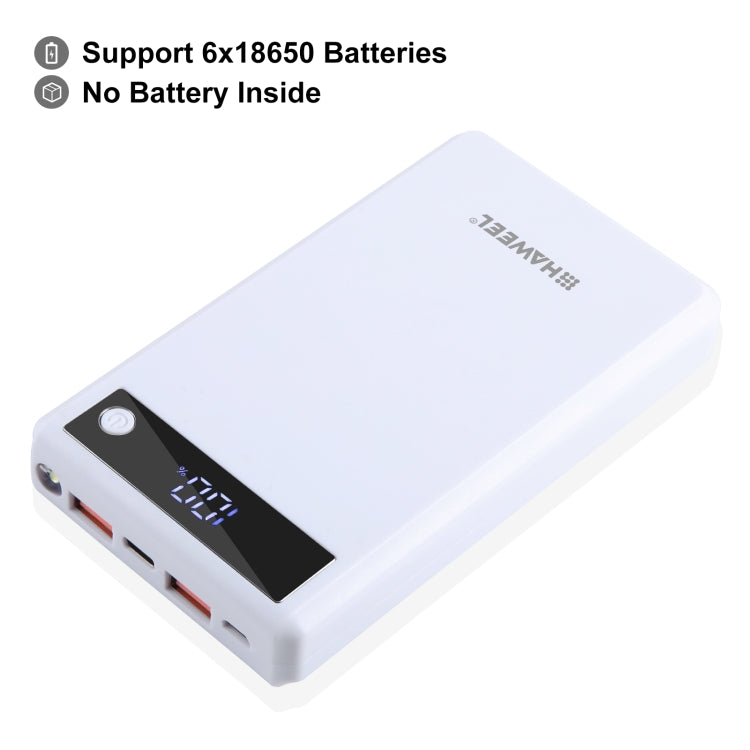 HAWEEL DIY 6 x 18650 Batteria 24W Custodia Power Bank a ricarica rapida con display, batteria non inclusa