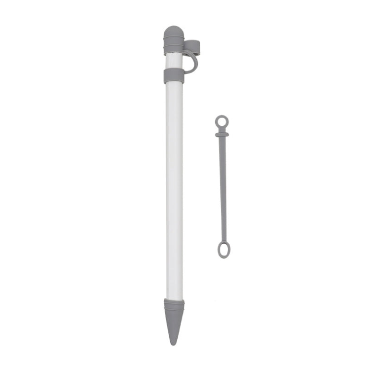 Custodia protettiva in silicone 3 in 1 + penna per ritocco + custodia con pennino per Apple Pencil, Grey, White