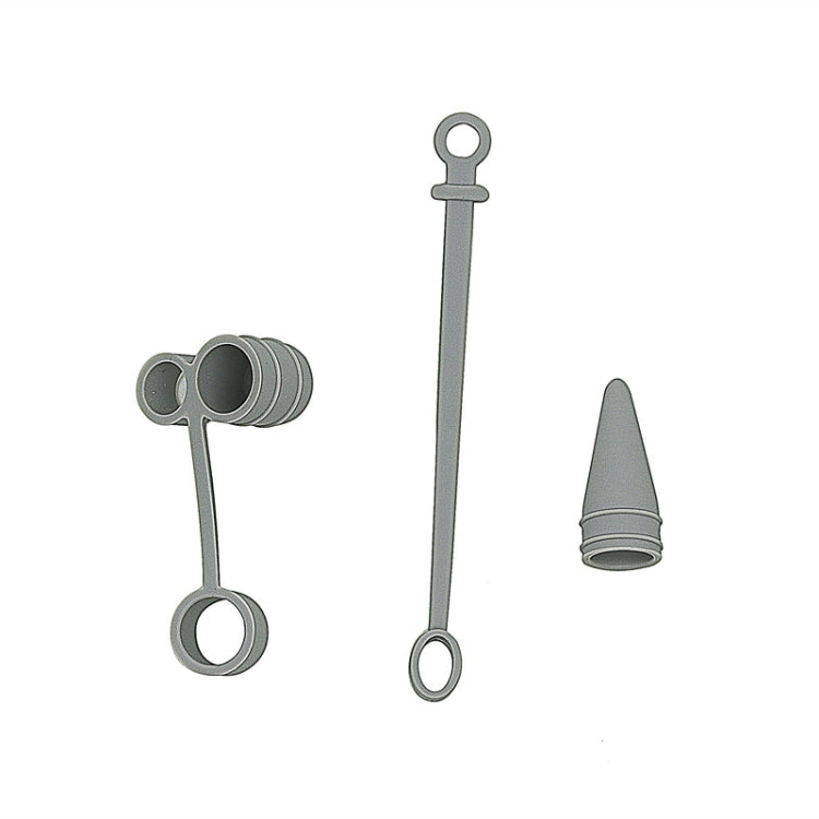 Custodia protettiva in silicone 3 in 1 + penna per ritocco + custodia con pennino per Apple Pencil, Grey, White