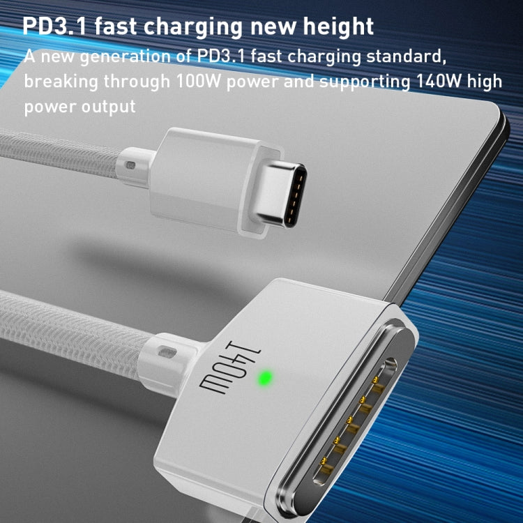 Cavo di ricarica magnetico intrecciato in nylon da 140 W da USB-C/tipo-C a MagSafe 3, lunghezza: 2 m, 140W Blue, 140W White