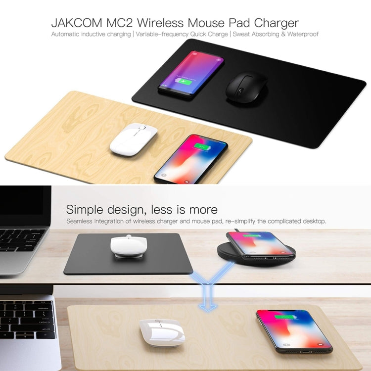Tappetino per mouse a ricarica rapida wireless JAKCOM MC2, supporta la ricarica del telefono cellulare standard Qi, MC2 Black, MC2 Apricot
